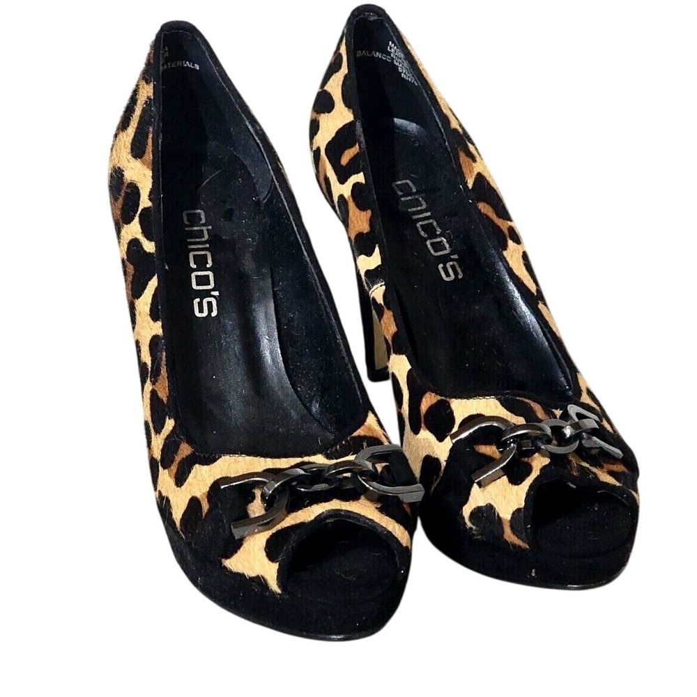 Chico's Women's Animal Print Heels‎  Pumps Size 7M New Brown Black
